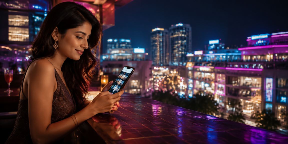 Colorful neon lights representing digital payments in India